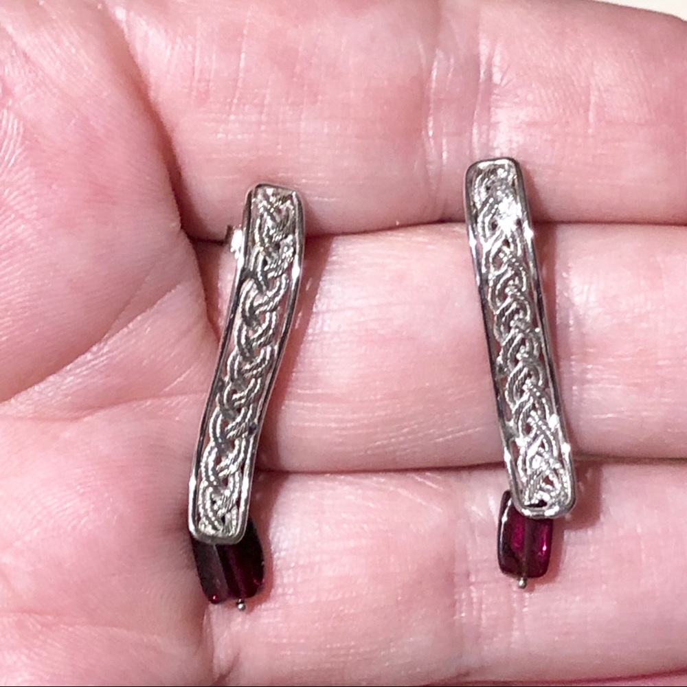 Vivara 18k white solid gold amethyst earrings
